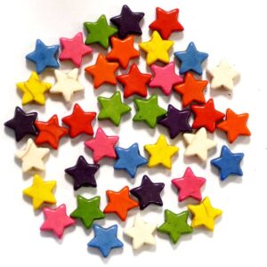 Stone bead stars multicolored 12 mm, 1 strand