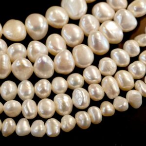 Freshwater pearl nuggets cream white size selection, 1 strand