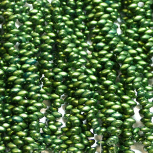 SuperDuo Beads Twin 2.5×5 mm Gold Shine Dark Olive Green (92), 1 strand