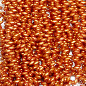 SuperDuo Beads Twin 2.5×5 mm Gold Shine Brick-Red (94), 1 strand