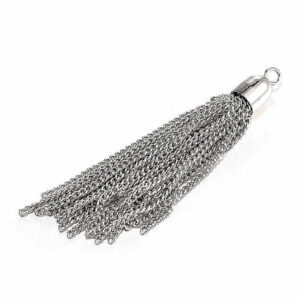 Tassel with a fine link chain, metal, silver 59 x 6 mm