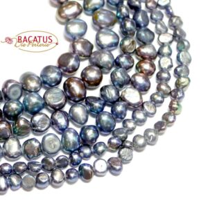 Pépites de perles d’eau douce sélection de taille bleu paon, 1 fil