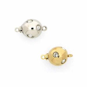 “Ball” snap clasp NEUMANN 1-row 10/11 mm 23 carat gold-plated or rhodium-plated