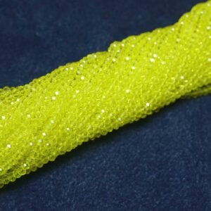 Perles de cristal rondelle facettée jaune soleil 3 x 4 mm, 1 fil