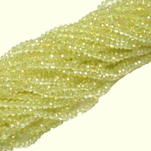 Crystal beads rondelle faceted citrine AB 3 x 4 mm, 1 strand