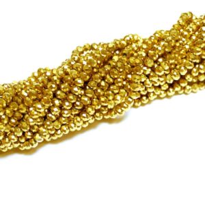 Crystal beads rondelle faceted gold 3 x 4 mm, 1 strand