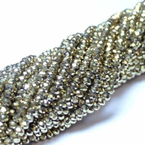 Perles de cristal rondelle facettées or clair 3 x 4 mm, 1 fil