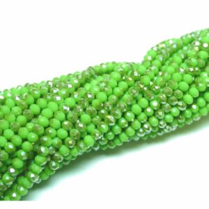 Crystal beads rondelle faceted apple green-AB 3 x 4 mm, 1 strand