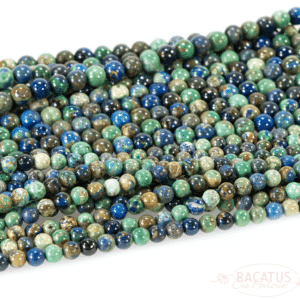 Boule azurite brillant vert bleu env.6 – 8mm, 1 fil