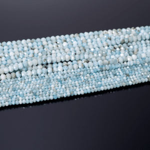 Larimar rondelle faceted sea blue approx. 2×3 and 3x5mm, 1 strand