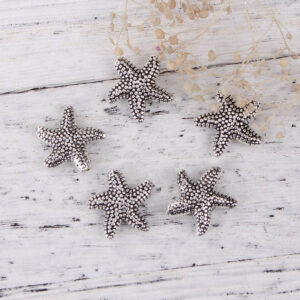 Perle métal pois étoiles de mer 14 mm, 3 pièces