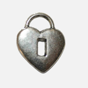Metal pendants heart lock 16×13 mm, 4 pieces