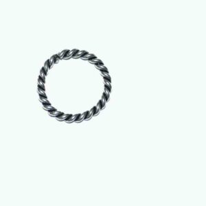 Metal bead spacer ring twisted silver plated 22 mm