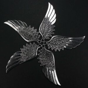 Metal pendant wing plumage 57×22 mm