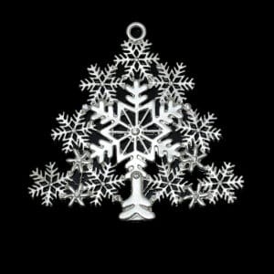 Pendant Christmas tree 80×77 mm metal, silver or gold
