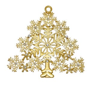 Pendentif sapin de Noël 80×77 mm métal, argent ou or
