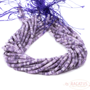 Perles lépidolite Heishi nuances de violet environ 2x4mm, 1 fil