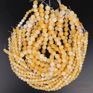 Agate plain round cracked yellow 6-12mm, 1 strand