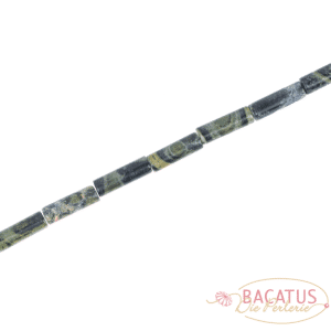 Kambaba Jaspis Röhrchen glanz schwarz grün ca. 4x13mm, 1 Strang