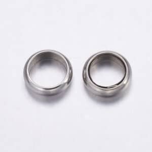 Large hole bead Spacer Rondell stainless steel 8 x 2.5 mm 4 pieces