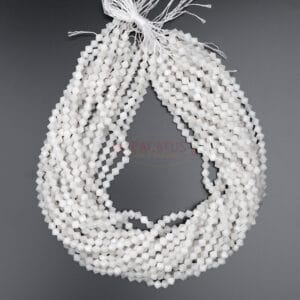 Moonstone bicone faceted white approx. 6x6mm, 1 strand