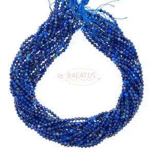 Lapis lazuli toupie facette bleu environ 4x4mm, 1 fil
