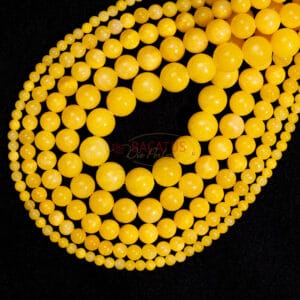 Boules Jade Mashan jaune brillant 4-14 mm, 1 fil