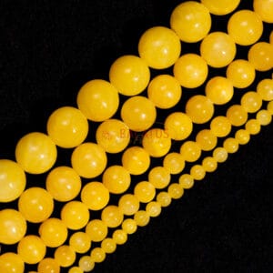 Boules Jade Mashan jaune brillant 4-14 mm, 1 fil