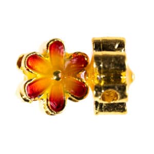 Metal bead flower Enamel Cloisonné 8 mm gold red