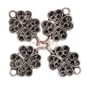 Metal pendants shamrock hearts 21 x 14 mm, 5 pieces