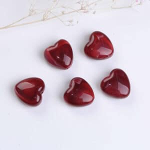 Acrylic bead heart wine red marbled 14x14mm, 2 pieces