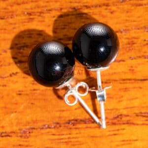 Onyx stud earrings 925 silver 8 mm, 1 pair