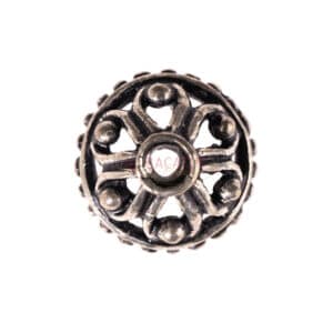 Bead cap flower dot pattern silver plated 11×6 mm, 2 pcs