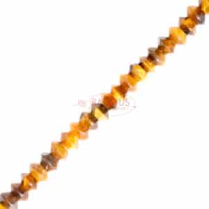 Tiger eye saucer faceted ca. 2x3mm, 1 strand
