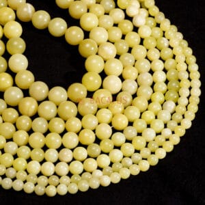 Lemon jade beads shiny ca. plain round , 1 strand