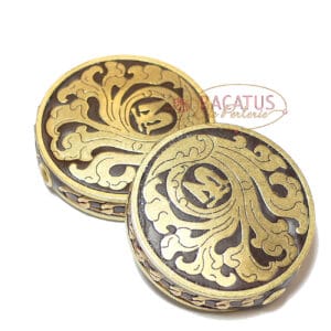 Indonesische Perle Scheibe « OM » ca. 29×8 mm braun gold 1x