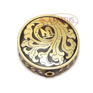 Indonesische Perle Scheibe “OM” ca. 29×8 mm braun gold 1x