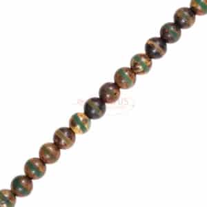 Tibetan agate plain round shiny brown with stripes 6mm, 1 strand
