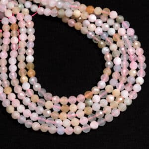 Morganite plain round faceted approx. 7mm, 1 strand