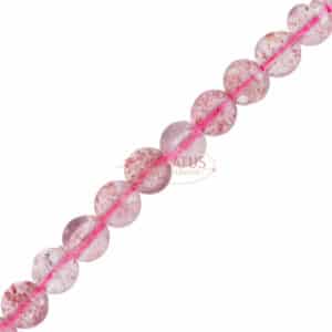 Strawberry quartz coins faceted approx. 4mm, 1 strand