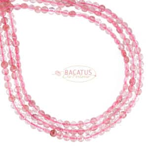 Strawberry quartz coins faceted approx. 4mm, 1 strand