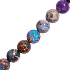 Impression jasper plain round shiny purple turquoise ca. 4-8mm, 1 strand