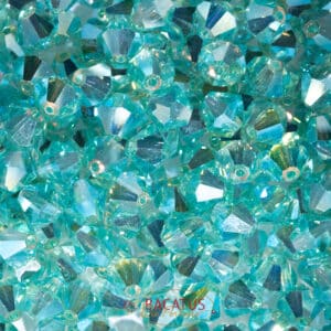 Kristallperlen Bicone PRECIOSA Carribean Sea AB 2X – 3 bis 6 mm