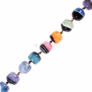 Agate drum glossy multicolored approx. 10x11mm, 1 strand