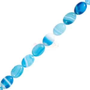 Band agate coins glossy blue white 14 mm, 1 strand