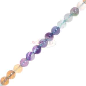 Boule de fluorite ombrée brillante, multicolore environ 6 – 8 mm, 1 fil