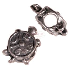 Großlochperle Steampunk Schildkröte „Uhr“ Metall, dunkelsilber 10×5 mm
