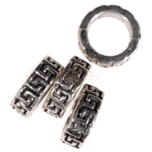 Großlochperle Ring “Mäander” Metall, silber 11x4mm 3x